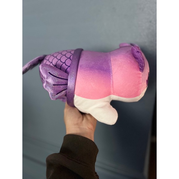Aphmau Purple Pink Ombre Cat Fish Mermaid Plush Toy Stuffed Animal Glitter Bow - Picture 2 of 3